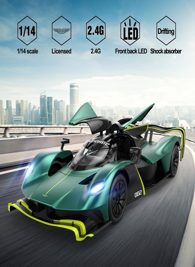 RASTAR RC Car 1/14 Scale Aston Martin Valkyrie AMR Pro Remote Control Car Aston Martin Valkyrie Model for Kids Boys Adults, Sparkling Green Open Doors 2.4G - Image 3